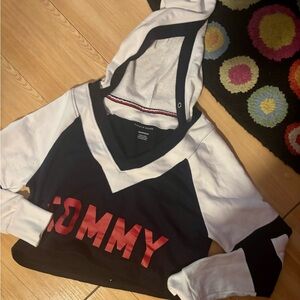 Tommy Hilfiger Black and White V-Neck Top